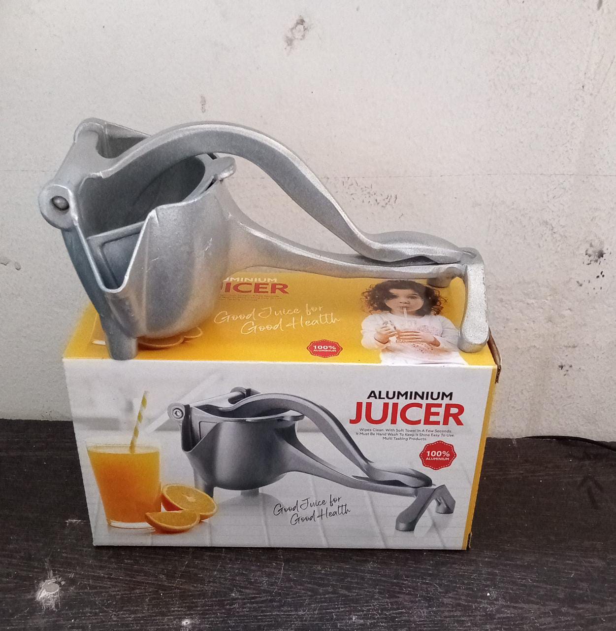 The complete Chef's Embrace manual citrus juicer with filter bags.