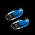 Gel heel cups providing cushioning and support for foot pain relief.