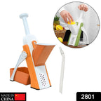 Hand press vegetable slicer demonstrating various cutting styles.