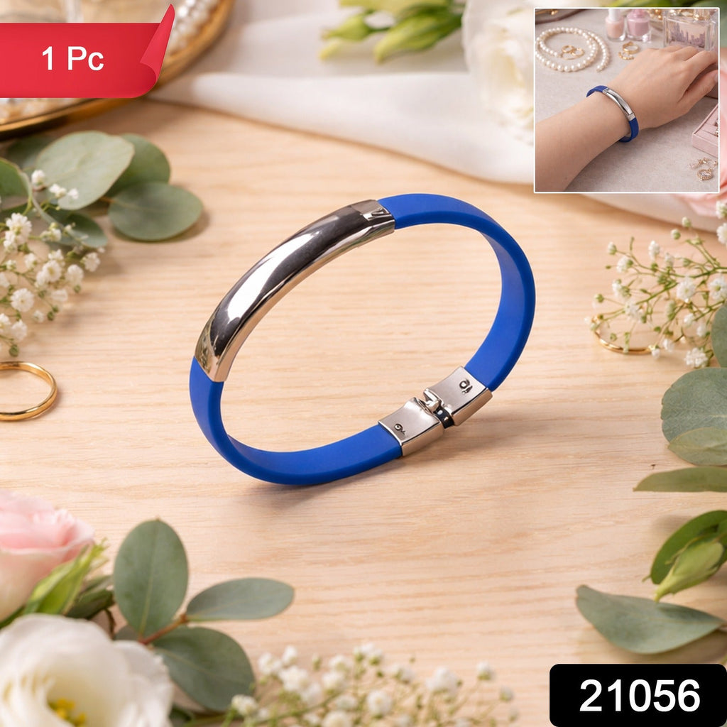 Stylish silicone and metal wrist bracelet for women