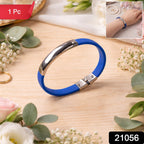 Stylish silicone and metal wrist bracelet for women