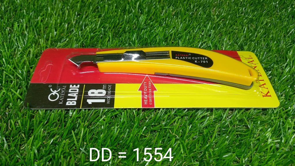Close-up view of the sharp steel hook blade designed for cutting plastic sheets.