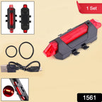 Close-up of red LED bicycle tail light attached to seat post for visibility