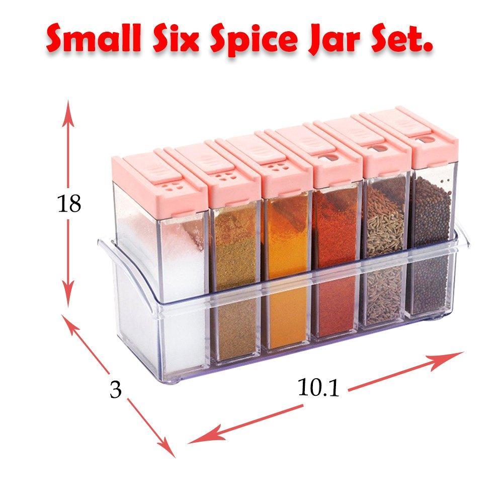 Vibrant plastic spice jars ideal for efficient kitchen organization.