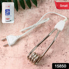 Electric heating rod immersed in a bucket of water for quick warmth