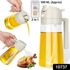 Transparent oil dispenser bottle with ergonomic handle