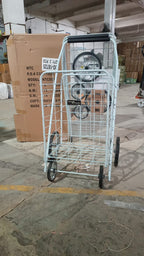 Foldable shopping cart folded compactly for storage