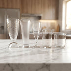 Multiple angles view of durable plastic drinking glass set