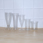Various angles of stylish unbreakable plastic glass set