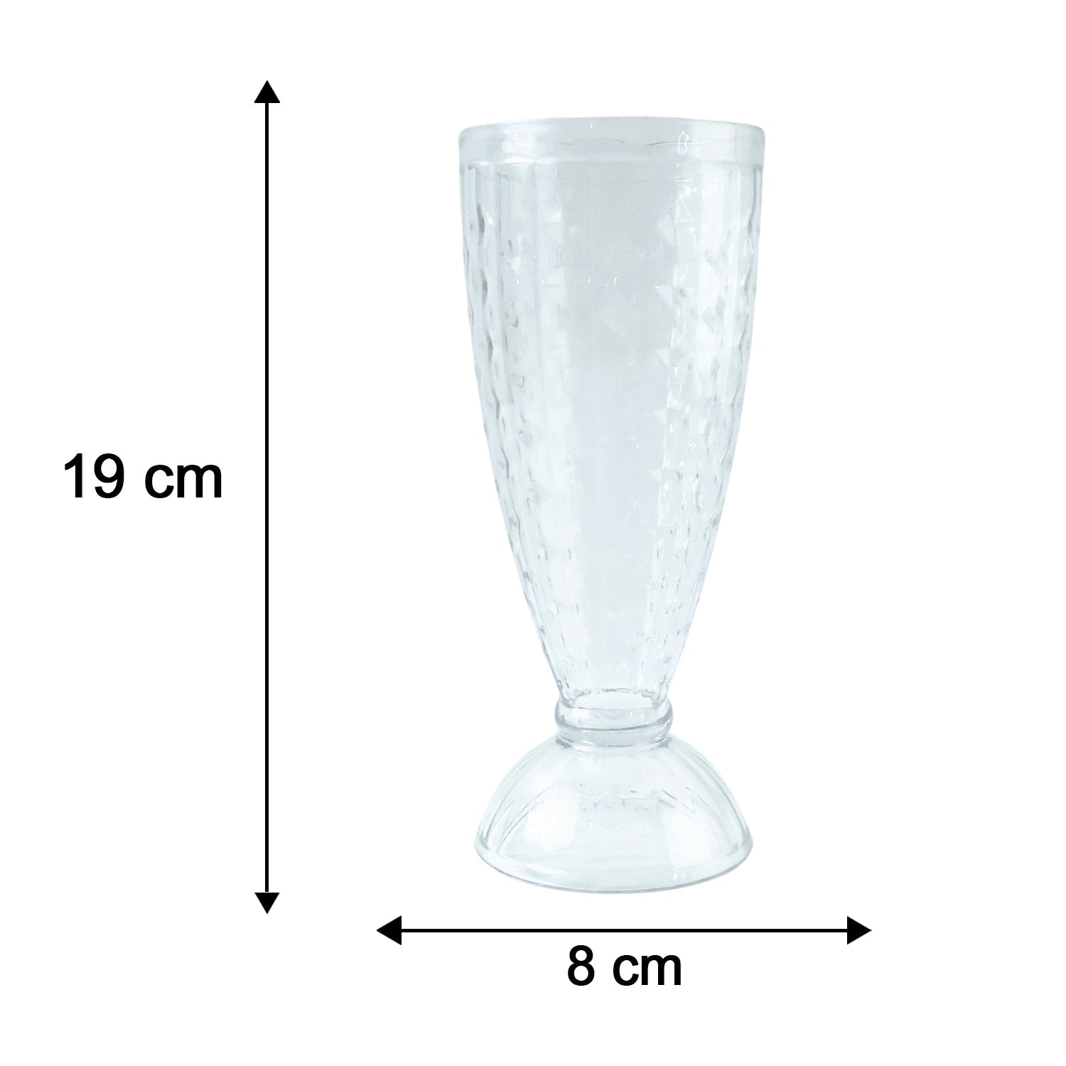 Size illustration of unbreakable plastic drinking glass