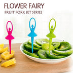The vibrant food grade ABS forks stored in the charming dancing doll stand.