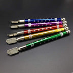 Glass cutter with a comfortable pencil-style grip for precise cutting.
