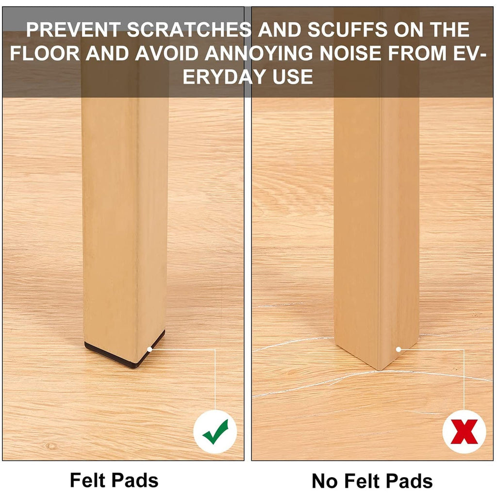 Table legs fitted with anti-slip felt pads for floor protection