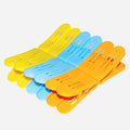 Multicolour plastic double pin cloth drying clips with strong grip for laundry.