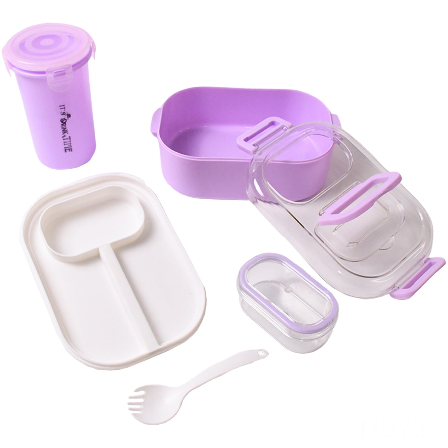 Purple bento-style BPA-free kids lunch box set with small container