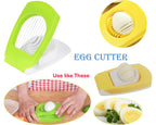Assortment of Quickslice Egg Cutters in multiple colors, ready for use.