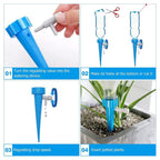 Detailed view of the adjustable water dripper with its control valve for plant care.
