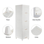 Compact multipurpose storage cabinet perfectly placed in a bathroom for toiletries.
