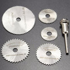 Close-up of the six HSS metal cutting discs for various materials.
