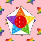 The Star Fidget Toy placed on a plain surface, emphasizing its bright color and simple form.