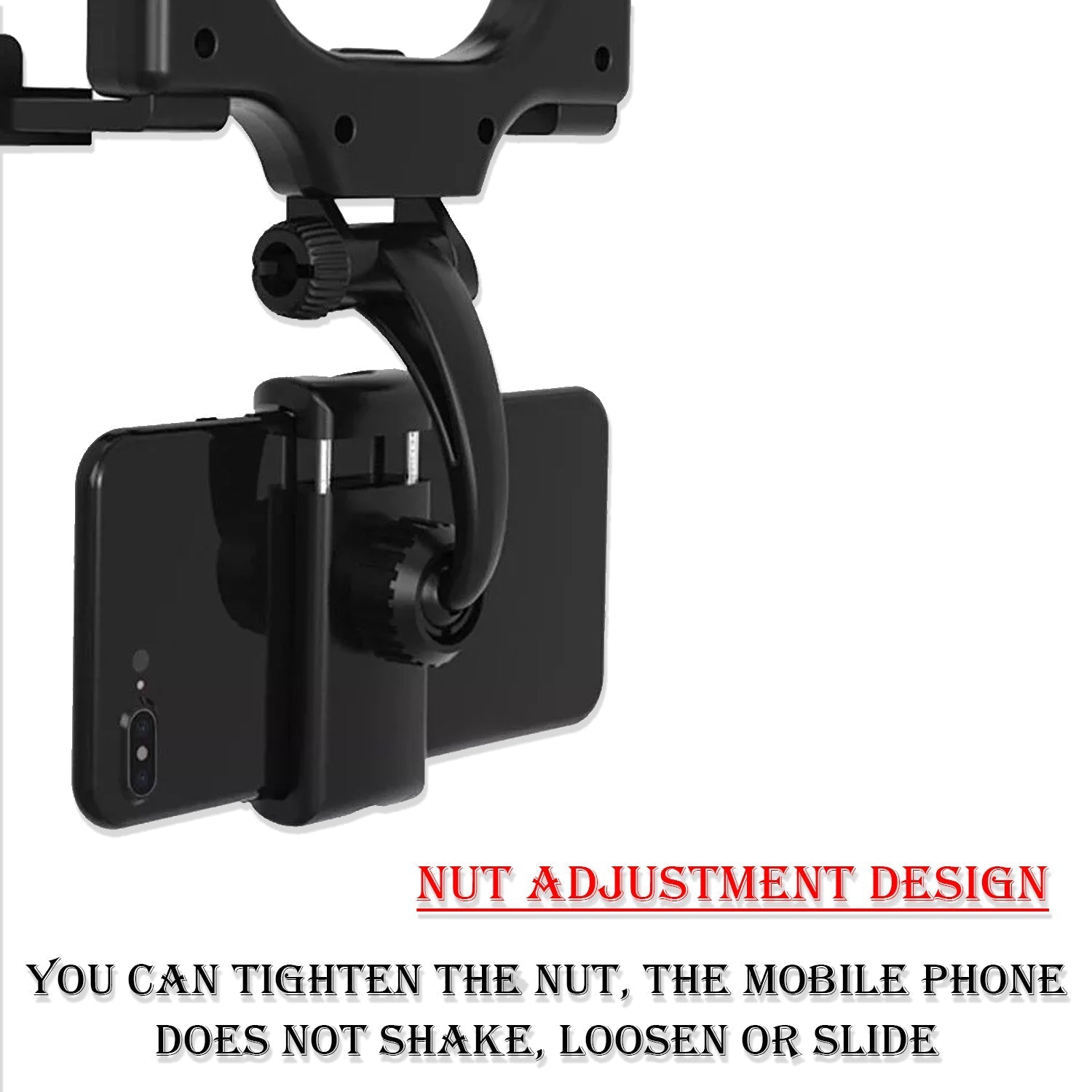 The universal vehicle mobile holder demonstrating its 360-degree rotation.