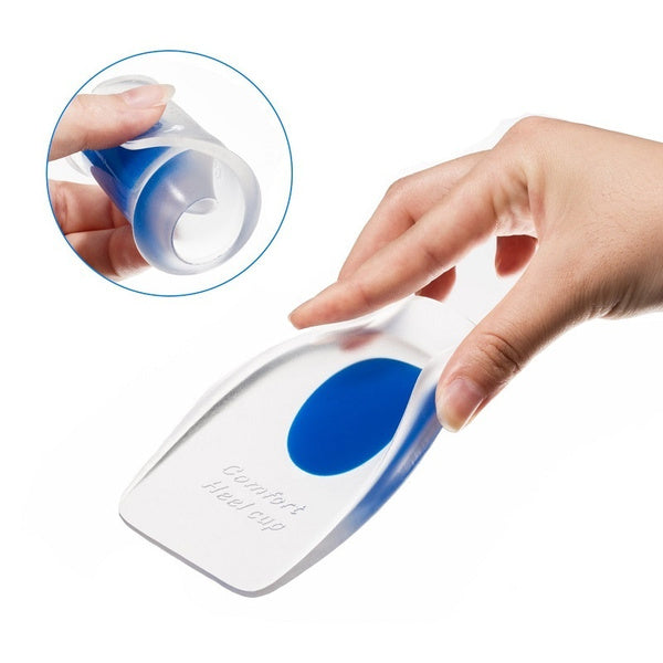 Heel pads with blue gel cushioning for enhanced shock absorption.