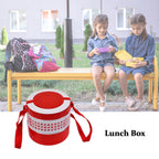 Side view of the blue 2-layer insulated tiffin box.