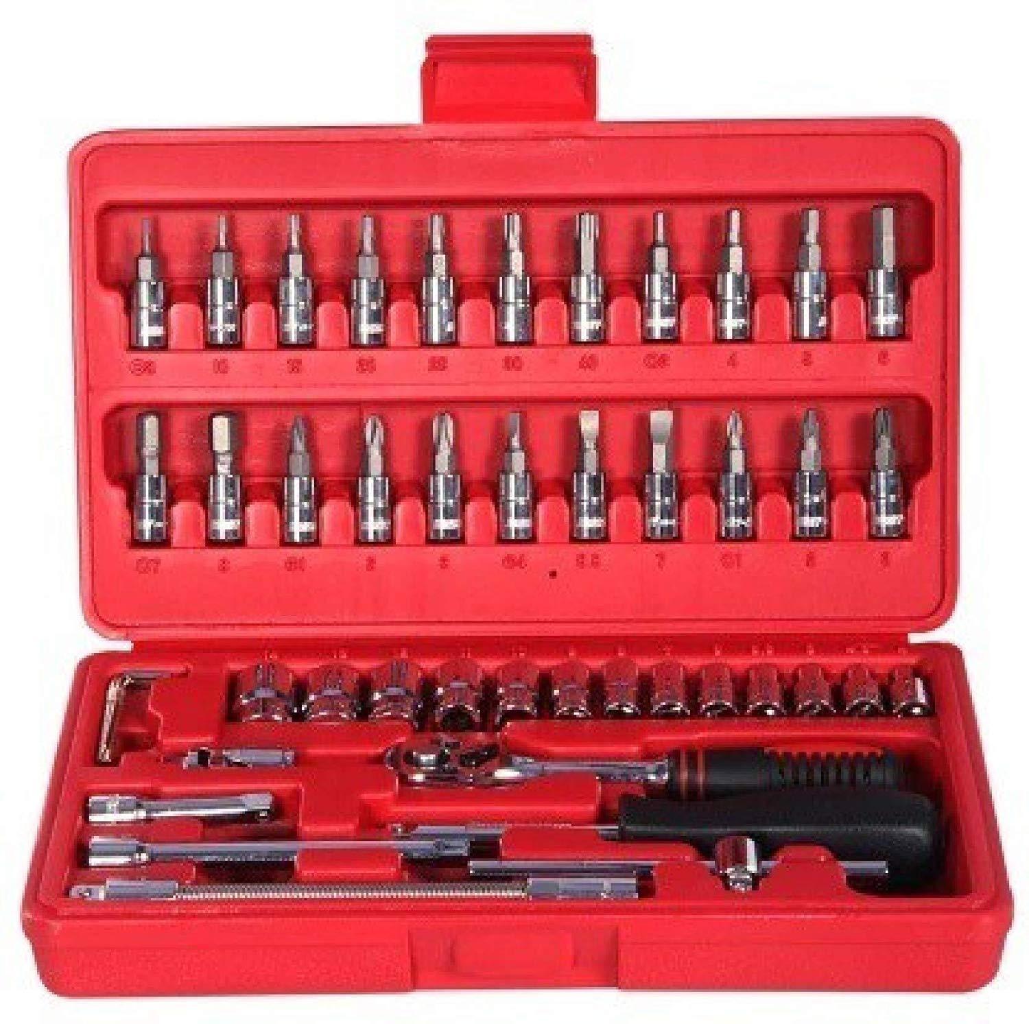 Lifestyle image of the 1/4 inch socket combination tool kit being used for mechanical repairs