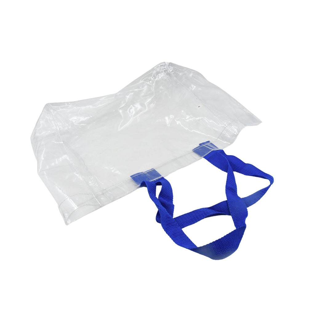 Clear grocery bag with a handle, perfect for daily errands.
