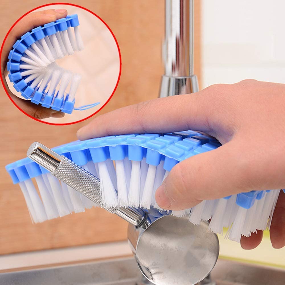The flexible cleaning brush featuring its convenient hanging hook for space-saving storage.