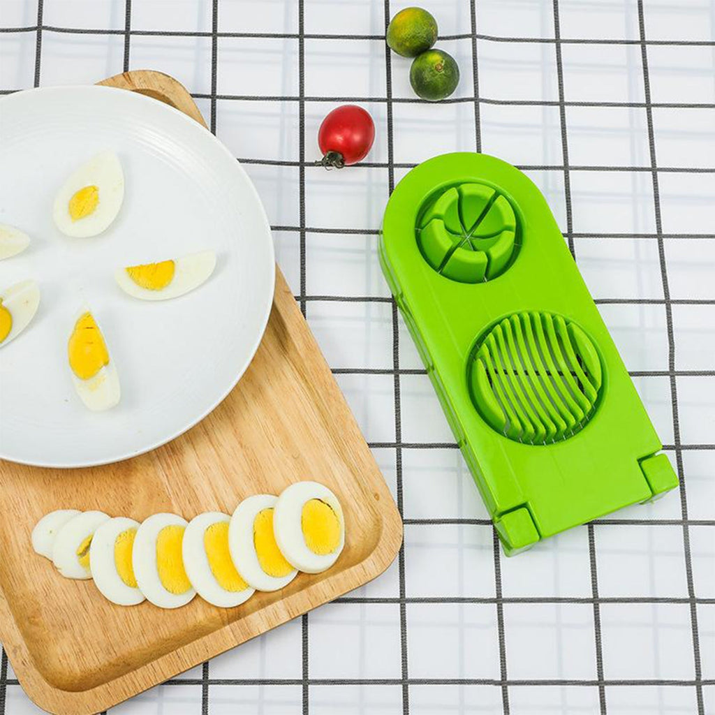 Ergonomic and easy-to-use Quickslice boiled egg cutter in action.