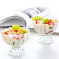 Elegant dessert bowl set of six on a dining table, ready for serving.