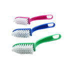 Set of kitchen brushes for cleaning fruits, vegetables, and fish.