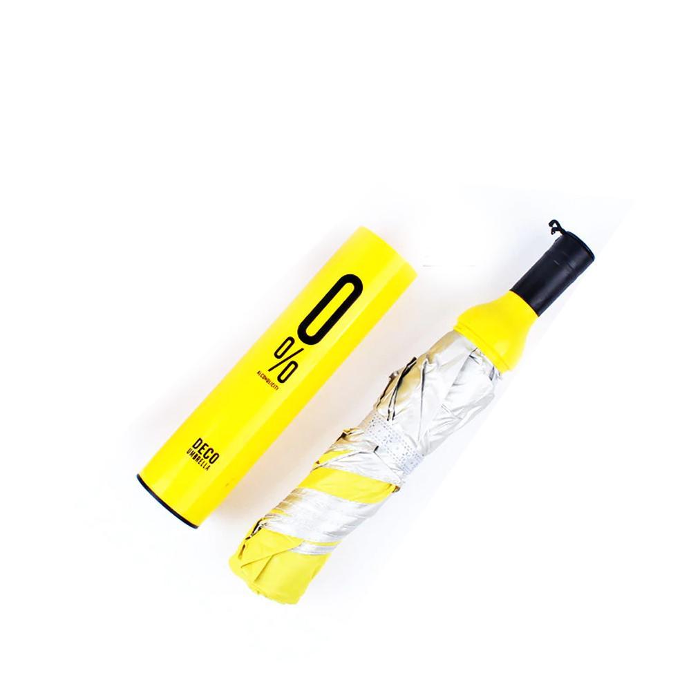 Compact Wine Bottle Umbrella closed, ready for travel.