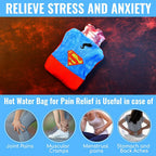 Hot water bag applied to the abdomen, providing comfort for menstrual cramps.