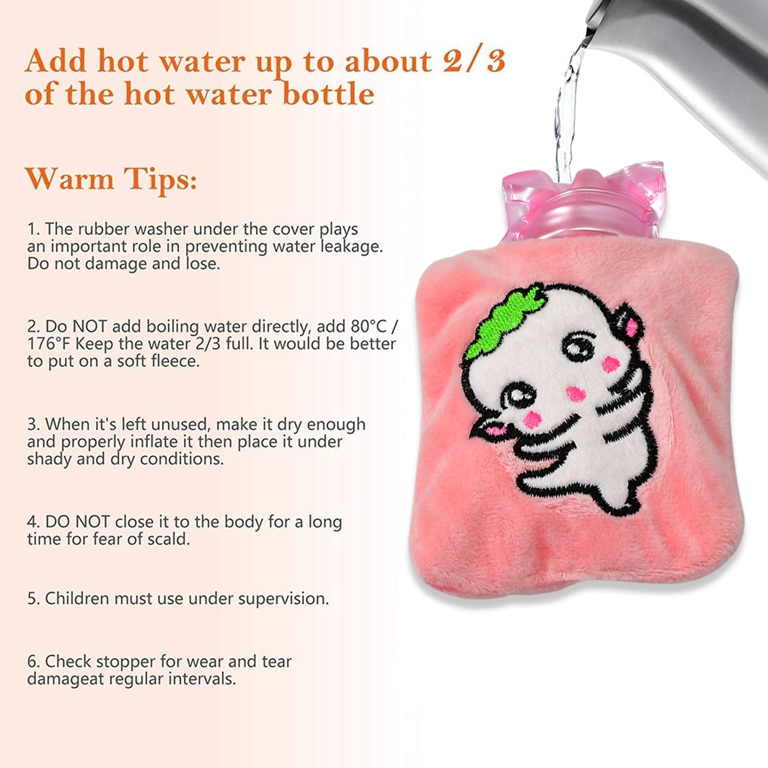 The soft, washable fabric cover of the Pink Hot Water Bag.