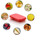 Rectangular leak-proof lunch box with two compartments on a clean surface.