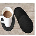 Set of 6 round silicone coasters protecting a table from hot beverages.