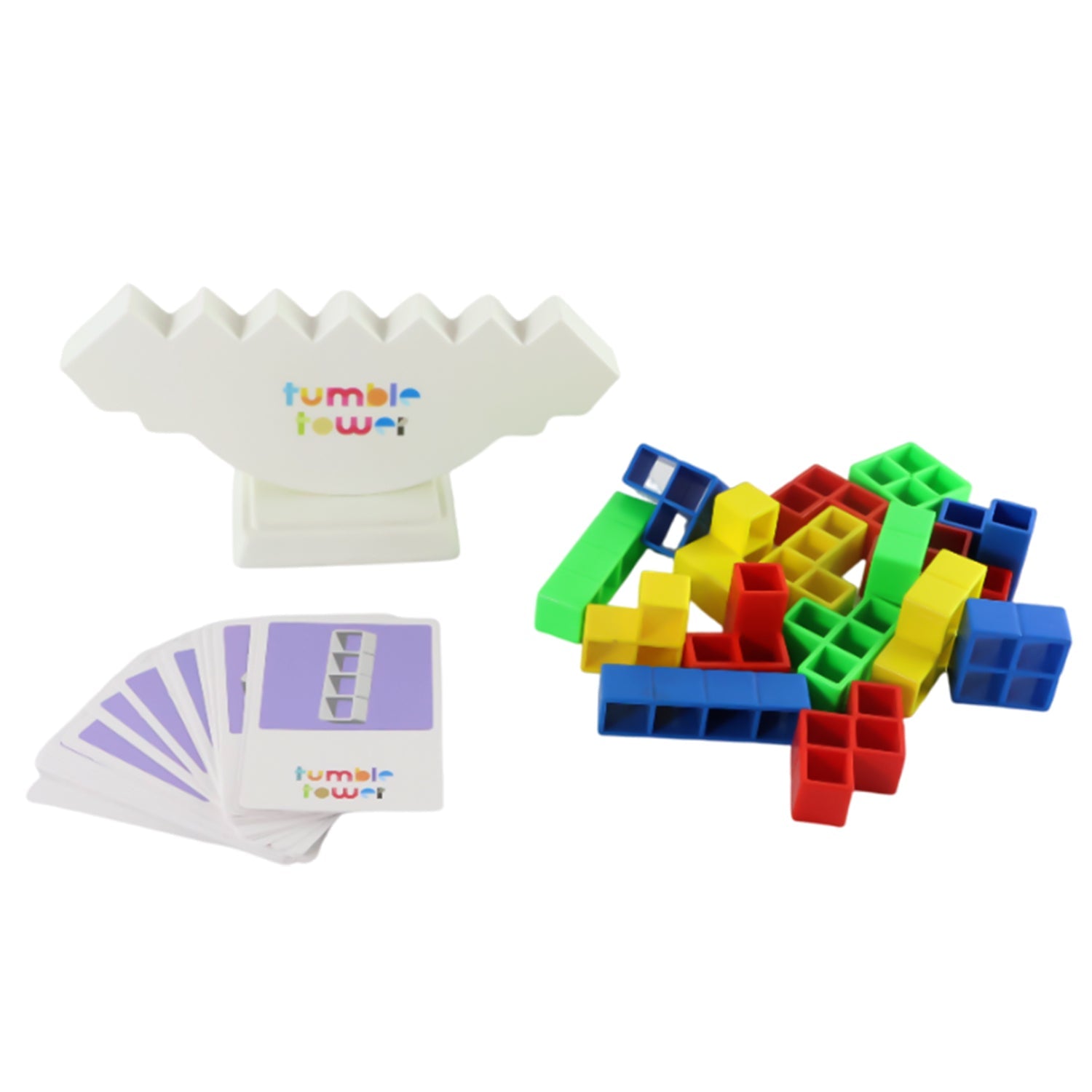 Classic tower stacking challenge with colorful blocks