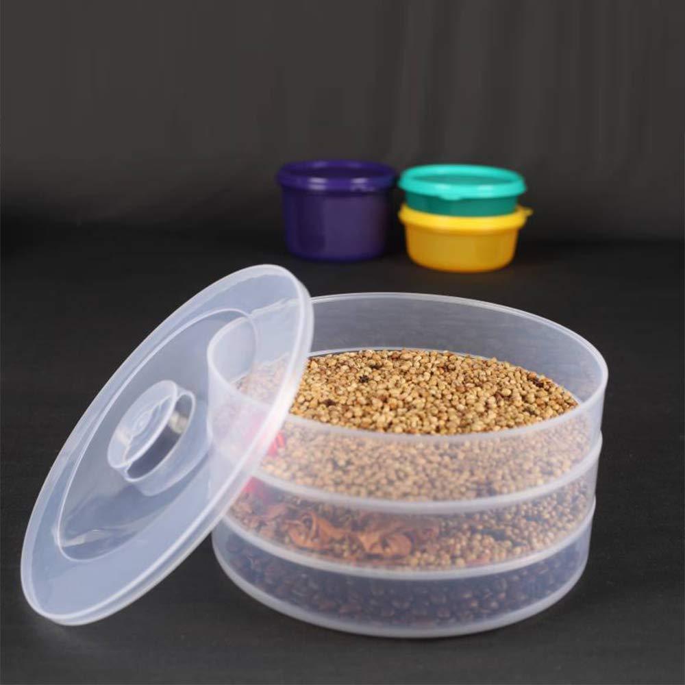 Top-down view of the 3 compartment sprout maker, showing its stacking design and freshness.