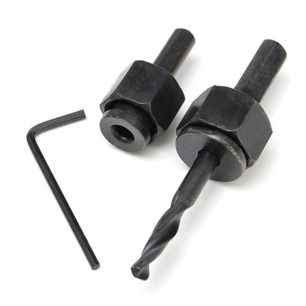 The 11-piece BoltForce hole saw kit with hex key and installation plate.