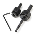 The 11-piece BoltForce hole saw kit with hex key and installation plate.