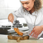 Ergonomic heavy-duty shears for effortless meat and bone cutting.