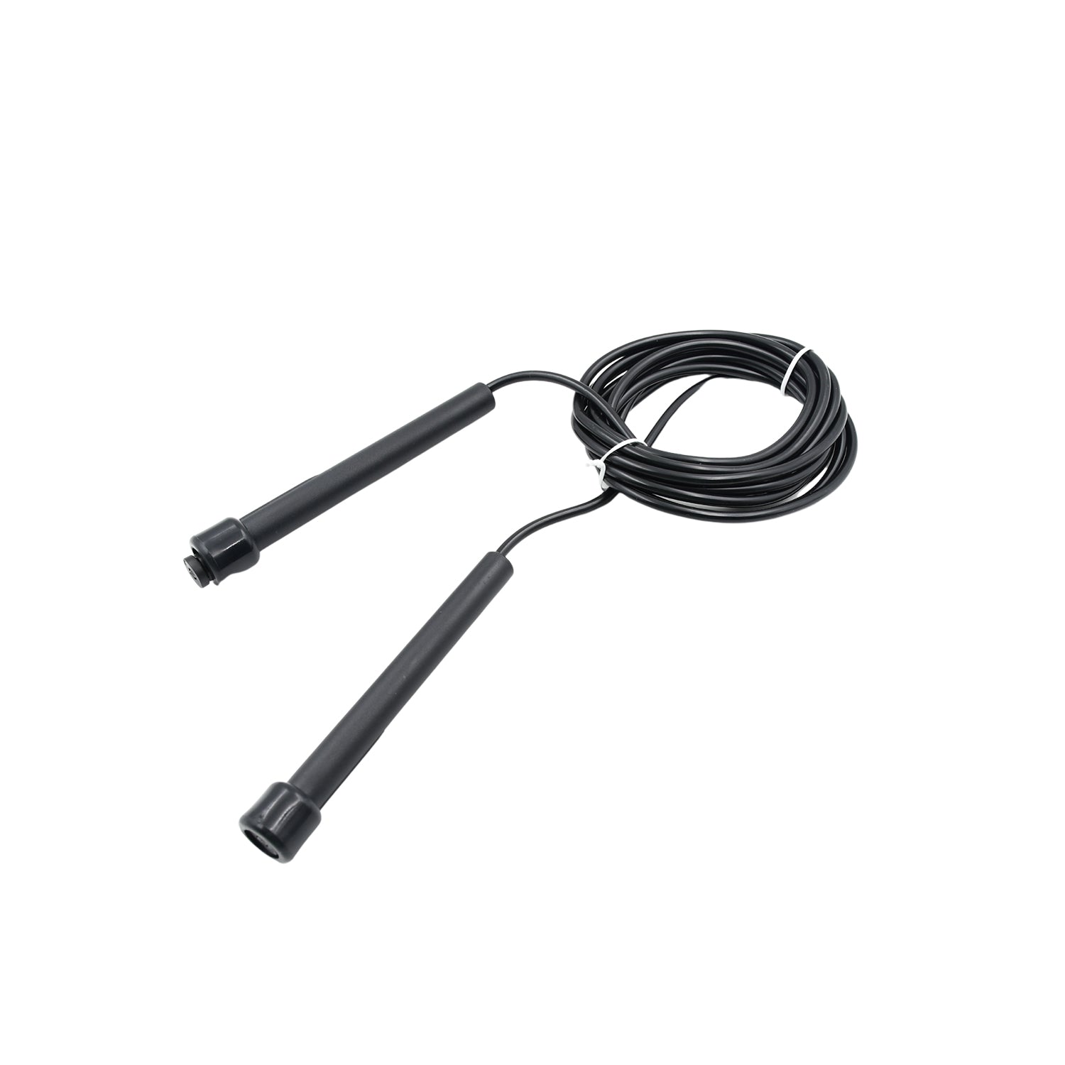 Close-up of the comfortable PVC handle on the fitness jump rope.