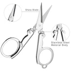 Multiple views of the durable folding scissor for various uses.