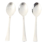 Stacked set of three lightweight, rust-resistant dining spoons