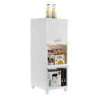 Kids' toys neatly stored in the multipurpose plastic storage cabinet, ideal for playrooms.
