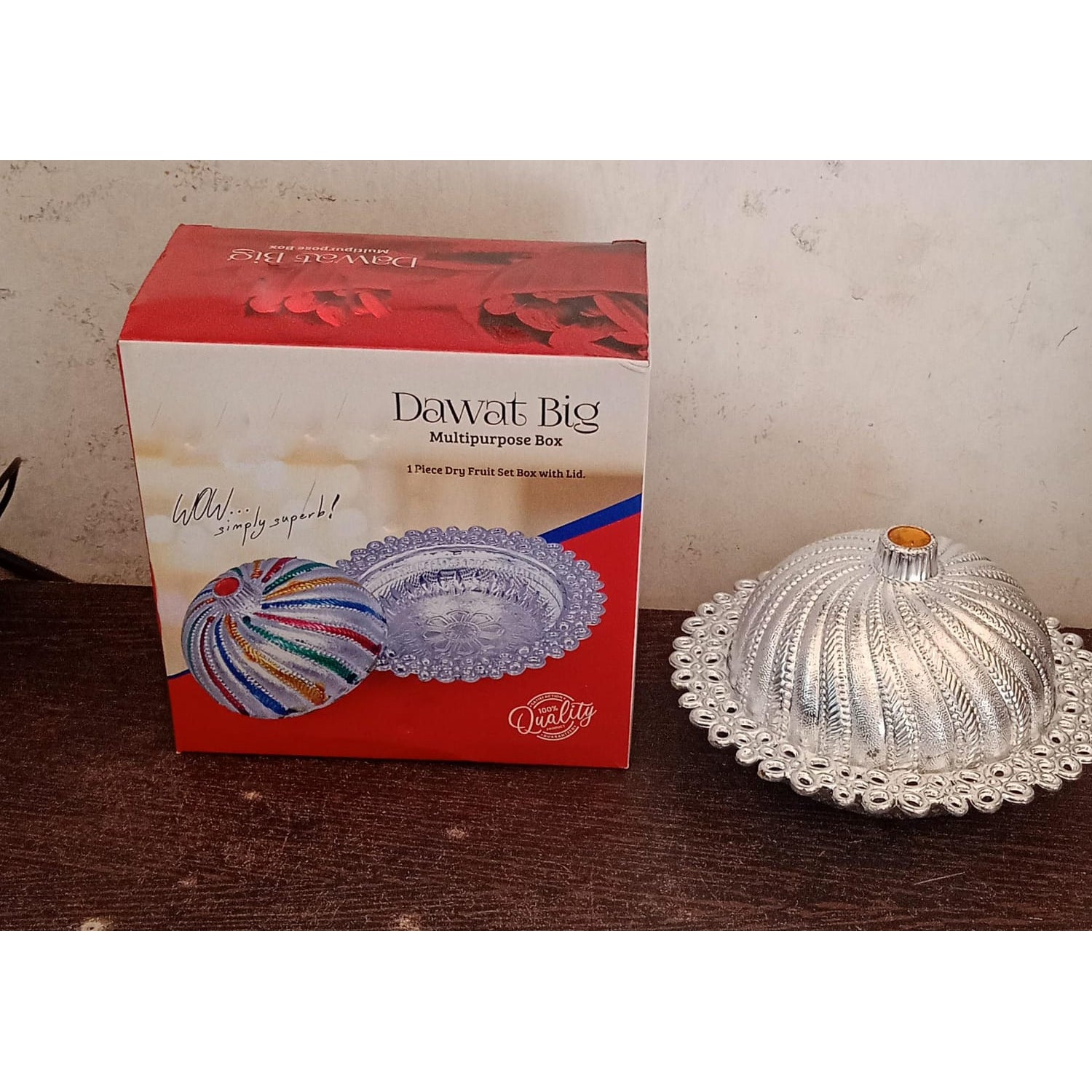 Lidded dry fruit storage box, ideal for organized kitchen storage.