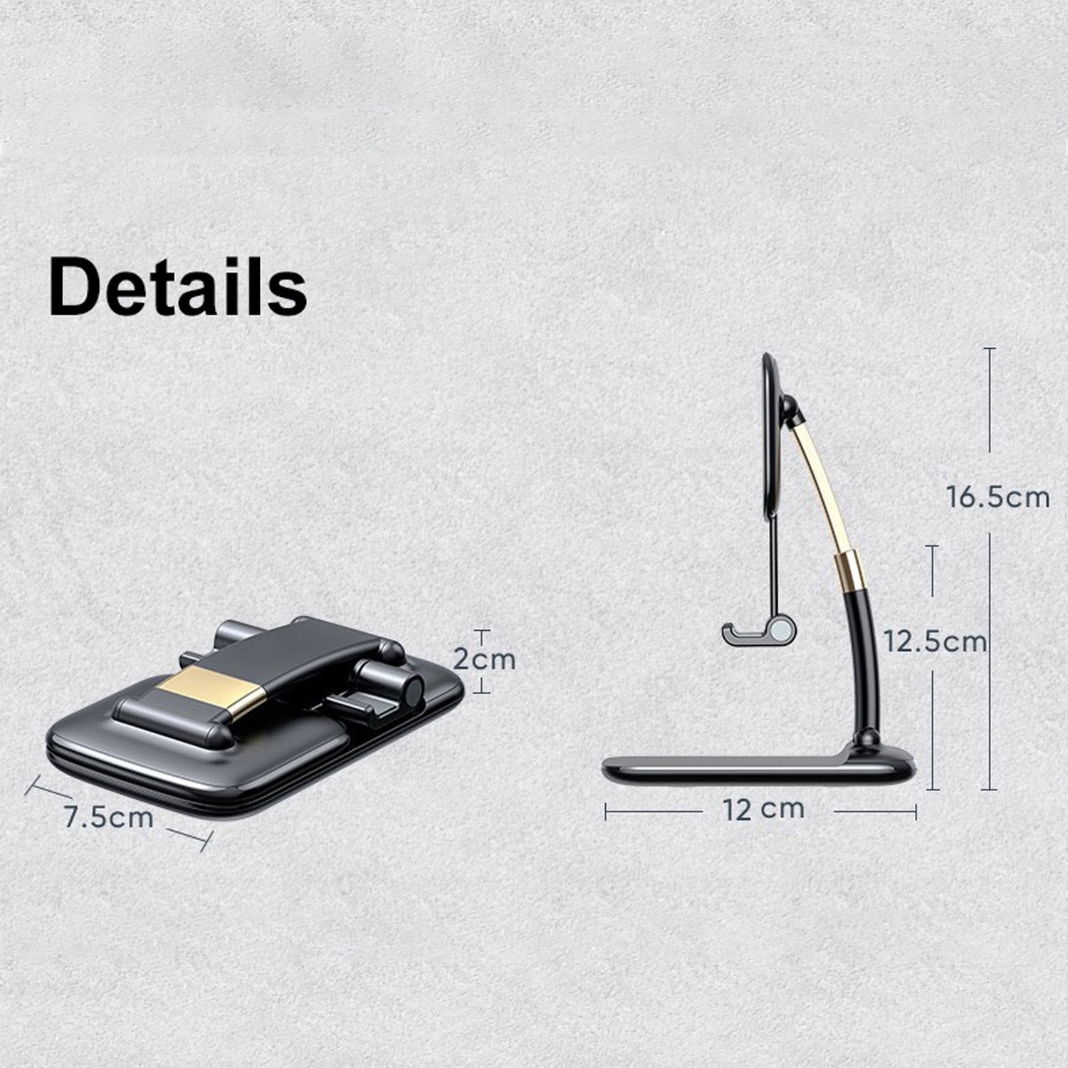 Slim and lightweight folded phone holder, ideal for carrying in a bag.