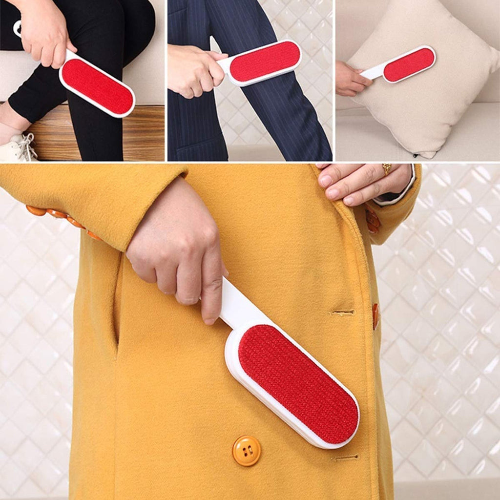 Efficient pet hair remover being used on a car seat interior.